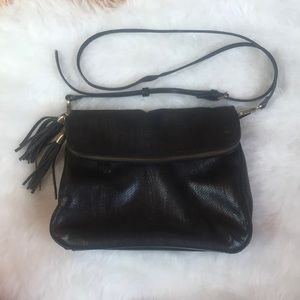 Black leather fold over purse